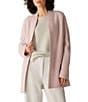 Eileen Fisher Boiled Wool Jersey Knit High Collar Long Sleeve Open-Front Jacket - Image 1