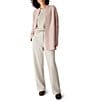 Eileen Fisher Boiled Wool Jersey Knit High Collar Long Sleeve Open-Front Jacket - Image 3