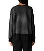 Eileen Fisher Brushed Fleecy Knit Striped Crew Neck Long Sleeve Top - Image 2