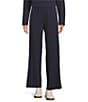Eileen Fisher Brushed Terry Elastic Waist Straight Side Vent Pants, Color:Ink - Image 1