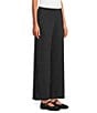 Eileen Fisher Brushed Terry Elastic Waist Straight Side Vent Pants, Color:Black - Image 3