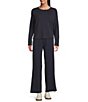 Eileen Fisher Brushed Terry Round Neck Long Sleeve Top - Image 3
