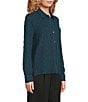 Eileen Fisher Bubble Jacquard Point Collar Long Sleeve Button Front Top, Color:Alpine - Image 3