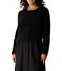 Eileen Fisher Cashmere Silk Bliss Crew Neck Long Sleeve Button-Front Cardigan - Image 1