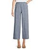 Color:Chambray - Image 1 - Chambray Organic Linen Yarn-Dyed Wide-Leg Pull-On Ankle Pants