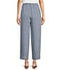 Color:Chambray - Image 2 - Chambray Organic Linen Yarn-Dyed Wide-Leg Pull-On Ankle Pants