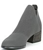 Color:Graphite - Image 4 - Clever Block Heel Stretch Knit Sock Booties
