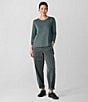 Eileen Fisher Organic Cotton Corduroy Mid-Rise Lantern Ankle Pants, Color:Everglade - Image 4