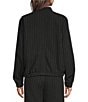 Eileen Fisher Cotton-Blend Stripe Stitch Stand Collar Long Sleeve Elastic Hem Button-Front Jacket - Image 2