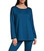 Eileen Fisher Cozy Brushed Terry Round Neck Long Sleeve Box Top - Image 1