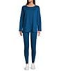 Eileen Fisher Cozy Brushed Terry Round Neck Long Sleeve Box Top - Image 5