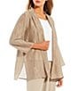 Color:Briar - Image 3 - Crinkle Shimmer Vertical Pleat Wrist Length Sleeve Open Front Jacket