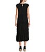 Eileen Fisher Crinkle Silk Crew Neck Cap Sleeve A-Line Tiered Midi ...