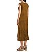 Color:Bronze - Image 4 - Crinkle Silk Crew Neck Cap Sleeve A-Line Tiered Midi Dress