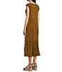 Eileen Fisher Crinkle Silk Crew Neck Cap Sleeve A-Line Tiered Midi ...