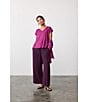 Eileen Fisher Crinkle Texture Wide Leg Ankle Pants, Color:Blackberry - Image 5