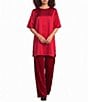 Eileen Fisher Crinkle Textured Satin Round Neck Elbow Sleeve Tunic - Image 5