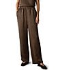 Eileen Fisher Crinkled Textured Satin Weave Pull-On Straight Leg Coordinating Pants - Image 1