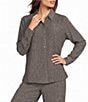 Eileen Fisher Crinkled Textured Woven Point Collar Long Sleeve Button-Front Coordinating Shirt - Image 1