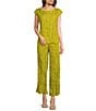 Eileen Fisher Crushed Silk Elastic Waist Pull-On Ankle Coordinating Pants, Color:Golden Pear - Image 5