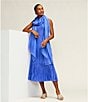 Color:Blue Star - Image 3 - Crushed Silk Scoop Neck Sleeveless Slip Midi Dress