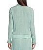 Eileen Fisher Crushed Silk Stand Collar Long Sleeve Open-Front Jacket, Color:Pool - Image 2