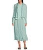 Eileen Fisher Crushed Silk Stand Collar Long Sleeve Open-Front Jacket, Color:Pool - Image 3