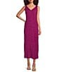 Eileen Fisher Crushed Silk V-Neck Sleeveless Midi Dress, Color:Sangria - Image 1