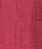 Color:Geranium - Image 5 - Delave Organic Linen Point Collar Short Sleeve Button-Front Shirt Dress