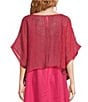 Color:Geranium - Image 2 - Delave Organic Linen Round Neck Elbow Sleeve Cropped Poncho