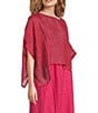 Color:Geranium - Image 6 - Delave Organic Linen Round Neck Elbow Sleeve Cropped Poncho