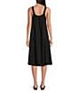 Color:Black - Image 2 - Delave Organic Linen Scoop Neck Sleeveless Ruched Cami Shift Dress