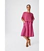 Color:Geranium - Image 4 - Delave Organic Linen Scoop Neck Sleeveless Ruched Cami Shift Dress