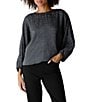 Eileen Fisher Dimensional Silk Jacquard Round Neck 3/4 Sleeve Top - Image 1