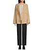 Eileen Fisher Doublefaced Wool Cloud Notch Lapel Long Sleeve Trench Coat, Color:Biscuit - Image 3