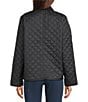 Eileen Fisher Eggshell Recycled Nylon Point Collar Long Sleeve Jacket, Color:Black - Image 3