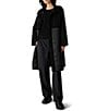 Eileen Fisher Eggshell Recycled Nylon Stand Collar Long Sleeve Coat - Image 3