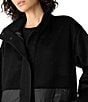 Eileen Fisher Eggshell Recycled Nylon Stand Collar Long Sleeve Coat - Image 4