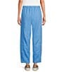 Eileen Fisher Elastic Organic Linen Waist Pleated Lantern Ankle Pants, Color:Azure - Image 2
