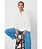 Eileen Fisher Elastic Organic Linen Waist Pleated Lantern Ankle Pants, Color:Azure - Image 5