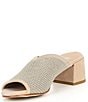 Color:Gold - Image 4 - Fave Stretch Shimmer Fabric Block Heel Sandals