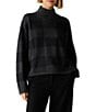 Eileen Fisher Fine Merino Check Wool Ribbed Turtleneck Long Sleeve Sweater - Image 1
