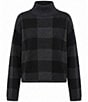 Eileen Fisher Fine Merino Check Wool Ribbed Turtleneck Long Sleeve Sweater - Image 5