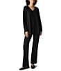 Eileen Fisher Fine Stretch Jersey Knit V-Neck Long Sleeve Tunic - Image 3