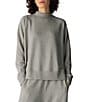 Eileen Fisher Fleece Blend Speckled Mock Neck Long Raglan Sleeve Coordinating Top - Image 1