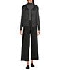 Eileen Fisher Flex Ponte Elastic Waist Wide Leg Ankle Pants, Color:Black - Image 3