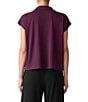 Eileen Fisher Jersey Knit Collar V-Neck Cap Sleeve Top, Color:Blackberry - Image 2