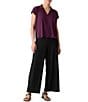 Eileen Fisher Jersey Knit Collar V-Neck Cap Sleeve Top, Color:Blackberry - Image 3