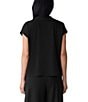 Eileen Fisher Jersey Knit Collar V-Neck Cap Sleeve Top, Color:Black - Image 2
