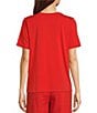 Color:Flame - Image 2 - Jersey Knit Crew Neck Short Sleeve Top
